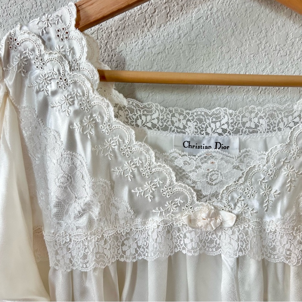 Vintage 80's NWT with defects Christian Dior Vintage Nightgown with Lace Details - Picture 3 of 11